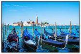 Gondels afgemeerd voor het San Marcoplein in Venetië - Foto op Akoestisch paneel - 90 x 60 cm