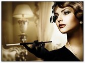 Vintage Glamour Dame - Foto op Akoestisch paneel - 120 x 90 cm