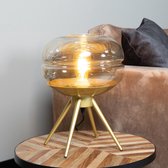 Tafellamp Jody 1-lichts Amber - Tafellamp goud - Tafellampen woonkamer - Slaapkamer lamp - Bedlamp