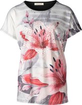 Dames shirt gestreept met bloem zwart | Maat L/XL