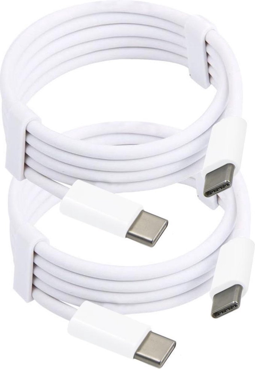 MMOBIEL 2x USB - C naar USB - C Oplaad Kabel 1 meter Wit - voor Telefoon / Tablet / Laptop