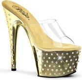 Pleaser Muiltjes -35 Shoes- STARDUST-701 Paaldans schoenen Goudkleurig/Transparant