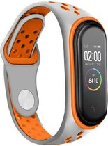 Siliconen Smartwatch bandje - Geschikt voor  Xiaomi Mi Band 6 sport bandje - grijs/oranje - Strap-it Horlogeband / Polsband / Armband