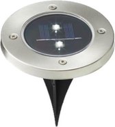 Solar tuinlamp/prikspot grondspot op zonne-energie 12 cm RVS - Prikspots tuinverlichting