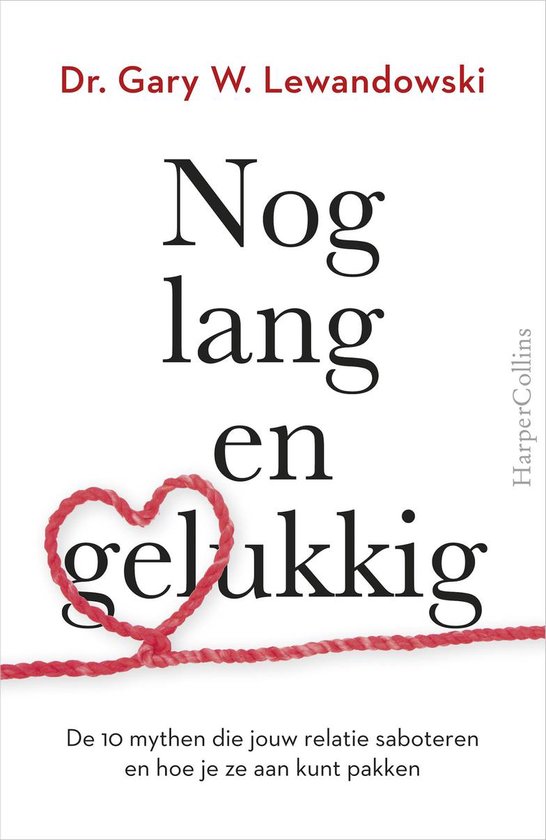 Boekomslag 'Nog lang en gelukkig' met rode draad in hartvorm.