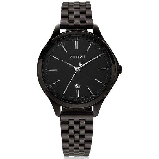 Montre ZINZI Classy 34mm cadran noir boîtier et bracelet en acier noir, date ziw1037