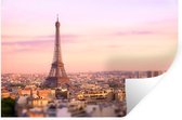 Muurstickers - Sticker Folie - Uitzicht over Parijs met de Eiffeltoren die erboven uit steekt - 60x40 cm - Plakfolie - Muurstickers Kinderkamer - Zelfklevend Behang - Zelfklevend behangpapier - Stickerfolie