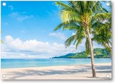 Tropisch Strand met Palmbomen - Tuinposter 70x50 - Wanddecoratie - Landschap