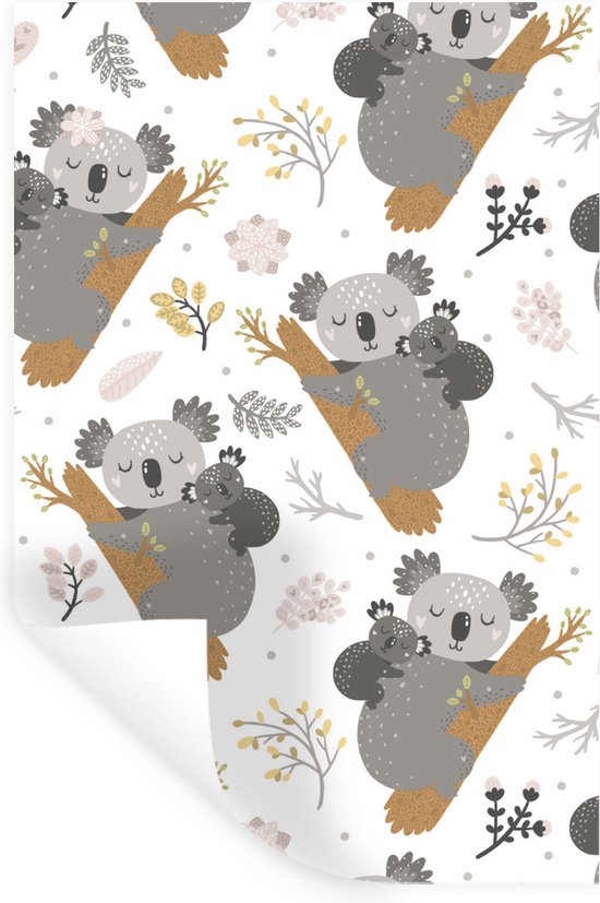 Sticker Muursticker Motif chambre d'enfant - Motif enfant avec koalas endormis - 40x60 cm - Film adhésif autocollant - Sticker mural repositionnable
