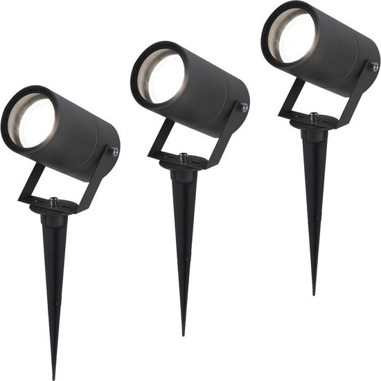 HOFTRONIC™ 3x Spikey LED Prikspot 5 Watt 6000K zwart IP65 waterdicht - Tuin spots, spots bodem buiten