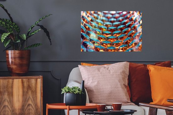 Muursticker Biologie - Nid d'abeille en Verres - 60x40 cm - feuille adhésive autocollante - sticker mural repositionnable