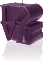 Violet gelakte figuurkaars, design: LOVE Hoogte 9 cm (30 uur)