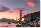 Golden Gate Bridge - zonsondergang - San Francisco, Californië - 90x60 Canvas Liggend - Landschap
