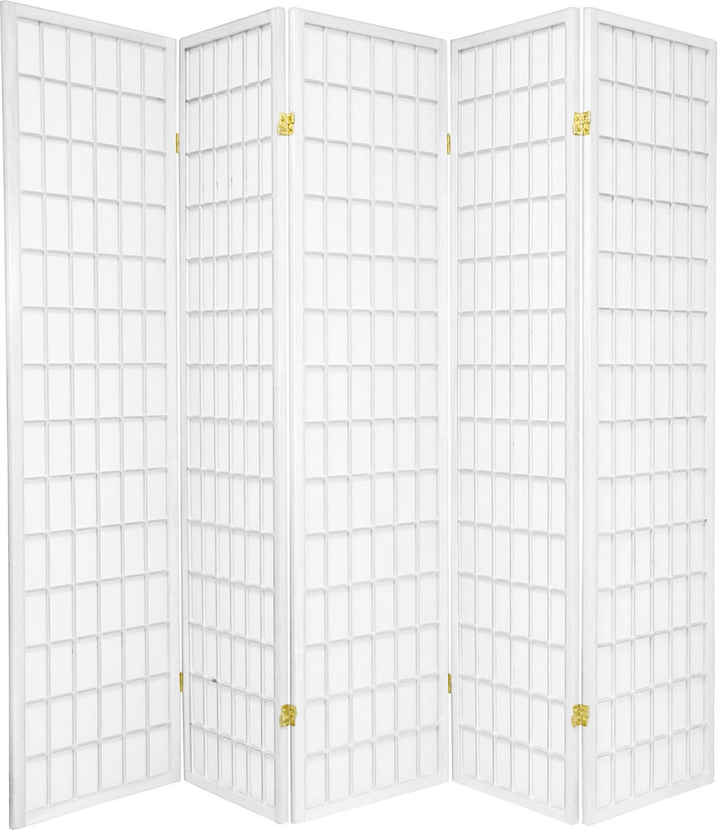 Fine Asianliving Japans Kamerscherm B180xH180cm 4 Panelen Shoji Rijstpapier Wit