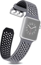 By Qubix Bandje met gaatjes - 2 kleuren - Grijs met zwart - Geschikt voor Apple Watch 38mm - 40mm - 41mm - Compatible Apple watch bandje - smartwatch