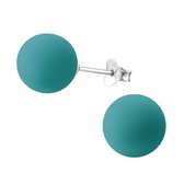 Aramat jewels ® - Parel oorbellen mat 10mm- turquoise - 925 sterling zilver
