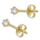 Lovebird LB113 - Gouden oorknopjes met briljant - Dames - Rondje - 2,5 mm - Diamant - Briljant Geslepen - 0,10 Karaat - 14 Karaat - Goud