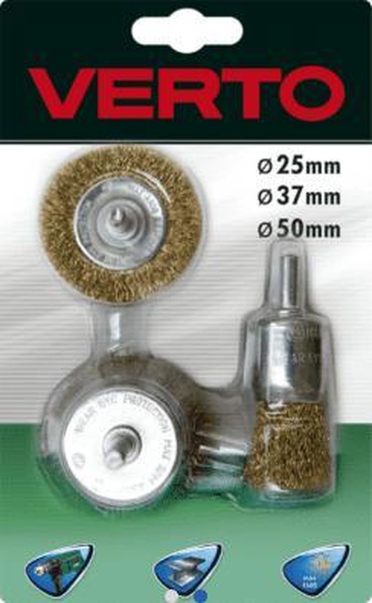 VERTO Serie - Drukborstels Set - Voor Wiertels - 3 Stuks