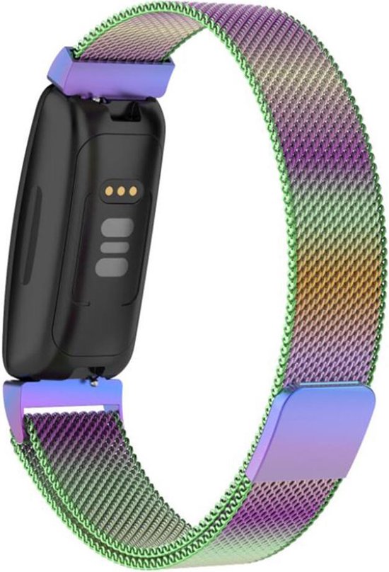 Shop4 - Fitbit Ace 3 Bandje - Small Metaal Regenboog Meerkleurig | bol.com