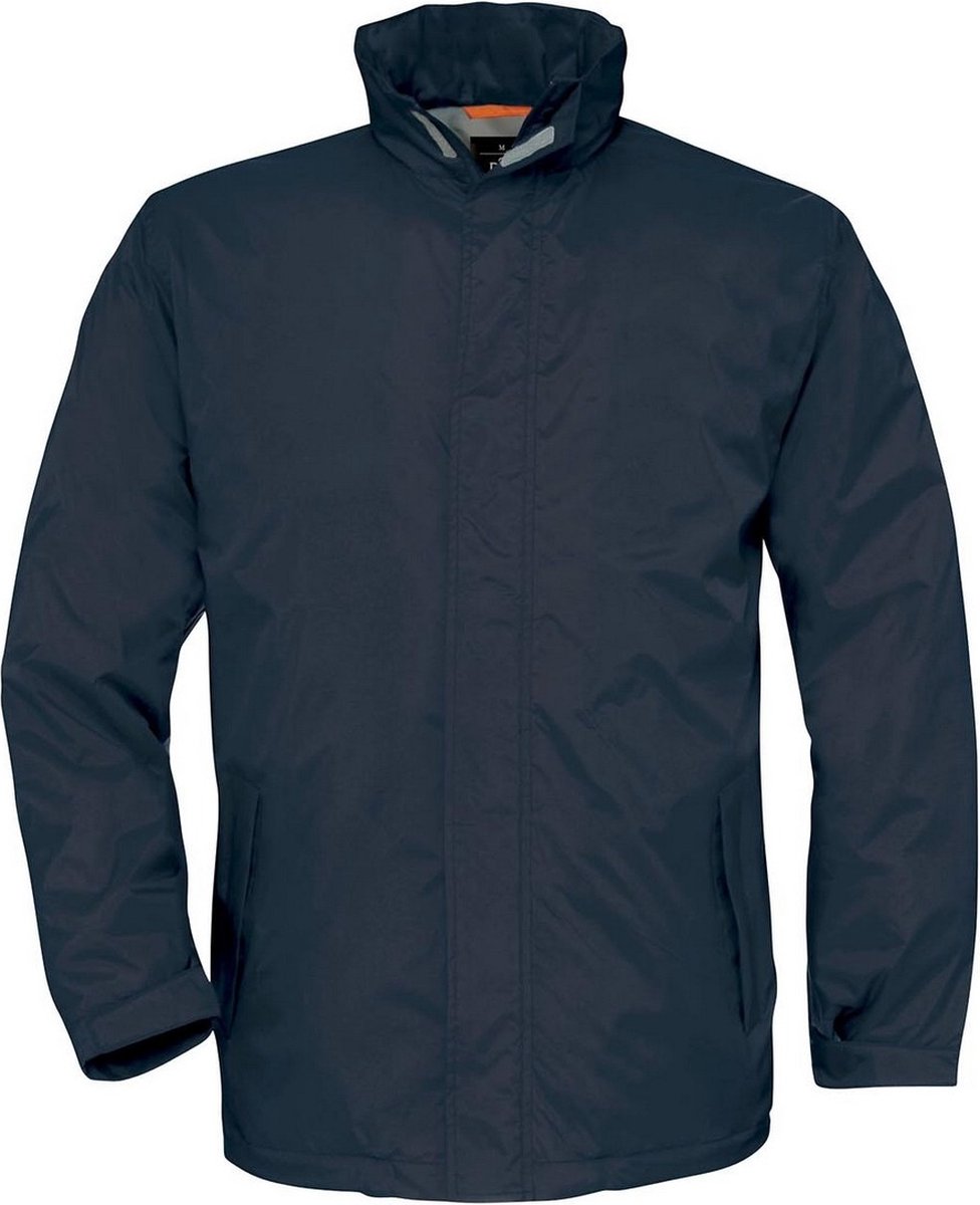B&C Heren Ocean Shore Waterproof Hooded Fleece Lined Jacket Marine Blauw
