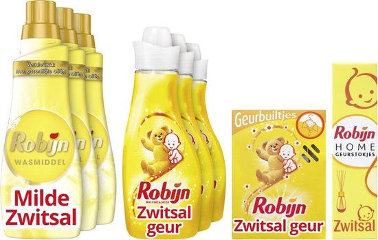 Robijn Zwitsal Was & Geurpakket - Wasmiddel. Wasverzachter. Geurbuiltjes en Geurstokjes - Voordeelverpakking