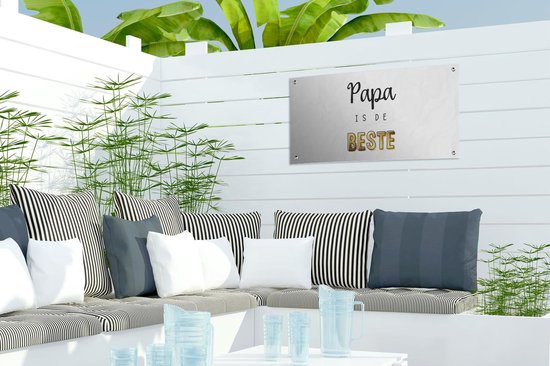 Poster jardin Cadeau homme - Papa - Vaderdag - Papa est le meilleur - Citation - Dictons - 60x30 cm - Toile jardin - Poster extérieur