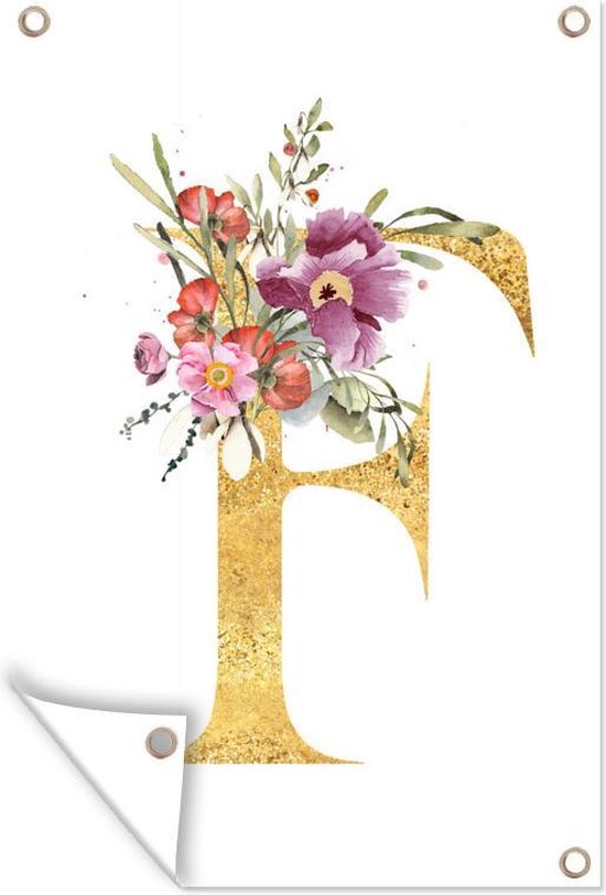 Décoration murale Lettre - Fleurs - dessin - 120x180 cm - Poster jardin - Toile jardin - Poster extérieur