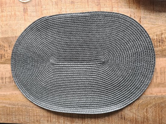 EVER HOME Napperons- 4 PIECES - Ovale - Napperon - Gris Foncé - 45x30cm