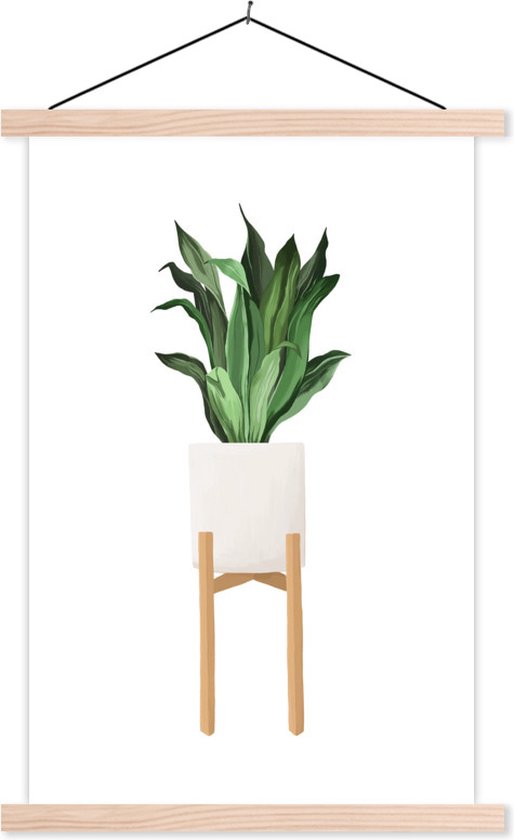 Support pour affiches avec affiche 60 x 90 cm - Affiche scolaire - Plantes - Pot de fleurs - Wit - Affiche textile - Lattes vierges
