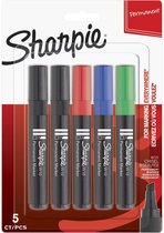 Sharpie permanent marker   -  W10   -  2 zwart en 3 kleuren