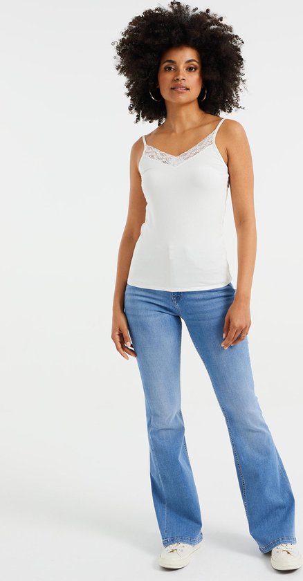 WE Fashion Dames singlet met kant - Maat S