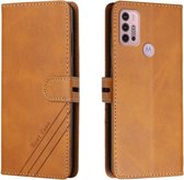 Voor Motorola Moto G10/G30 Stiksels Stijl 2-Kleur Koe Textuur Horizontale Flip PU Lederen Case met Houder & Kaartsleuf & Lanyard (Geel)