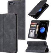Skin Feel Pressure Line Magnetische horizontale flip lederen tas met houder & kaartsleuf & portemonnee & fotolijst voor iPhone 7 Plus / 8 Plus (zwart)