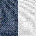 Close-up van de textuur van donkerblauwe en witte gebreide stof.