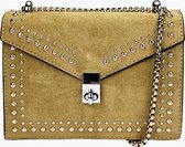 Fashionfanatics® Revo Crossbodytas Khaki - Studs - Draaisluiting - Dames