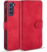 CaseMe - Samsung Galaxy S21 FE Hoesje - Met Magnetische Sluiting - Ming Serie - Leren Book Case - Rood