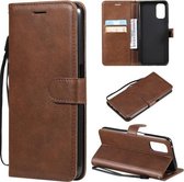 Voor OPPO Realme V5 5G Effen Kleur Horizontale Flip Beschermende Lederen Case met Houder & Kaartsleuven & Portemonnee & Fotolijst & Lanyard (Bruin)