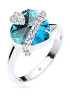 Elli Dames Ring Dames Hart Motief Precious Kristallen in 925 Sterling Zilver