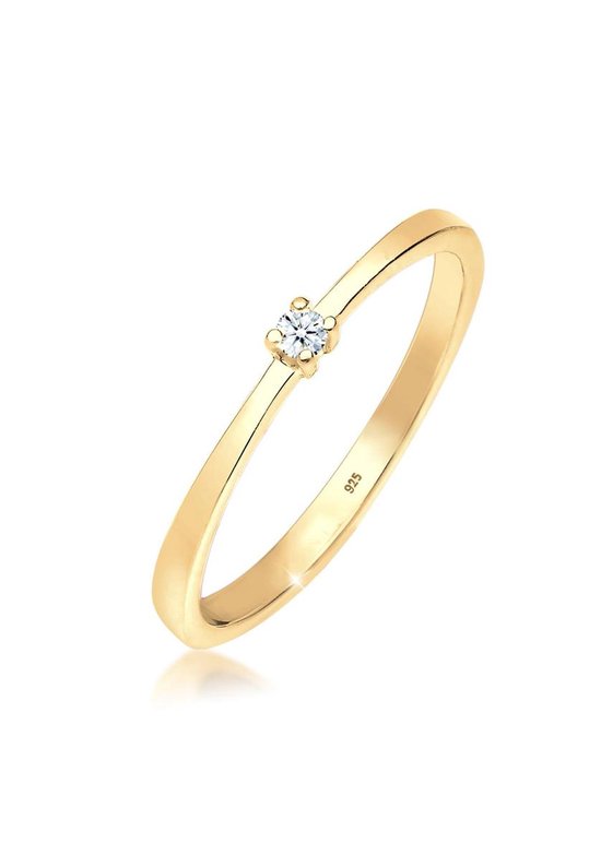 Elli Dames Ringen Dames Verlovingsring met Diamant (0,03 ct) in 925 Sterling Zilver