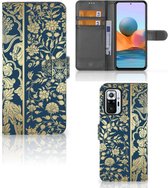 Portefeuille Livre Xiaomi Redmi Note 10 Pro Coque Téléphone Fleurs D'Or