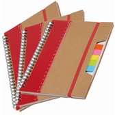 Pakket van 3x stuks schoolschriften/collegeblokken A5 - rood - Notitieboeken