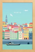 JUNIQE - Poster met houten lijst Porto - retro -13x18 /Kleurrijk