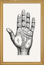 JUNIQE - Poster met houten lijst Palmistry -20x30 /Grijs & Wit