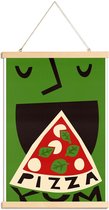 JUNIQE - Posterhanger Yum Pizza -30x45 /Groen