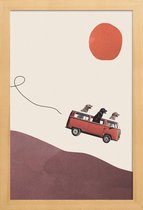 JUNIQE - Poster in houten lijst Adventure Gang -40x60 /Ivoor & Rood