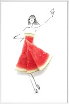 JUNIQE - Poster in kunststof lijst Watermeloen - modeschets -30x45