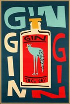 JUNIQE - Poster met kunststof lijst Gin Gin Gin -20x30 /Rood