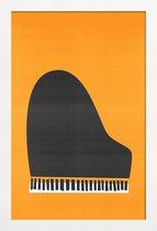 JUNIQE - Poster in houten lijst Grand Piano -40x60 /Grijs & Oranje