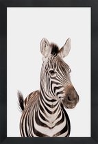 JUNIQE - Poster met houten lijst Zebra -13x18 /Wit & Zwart