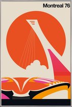 JUNIQE - Poster met kunststof lijst Vintage Montreal -20x30 /Oranje &